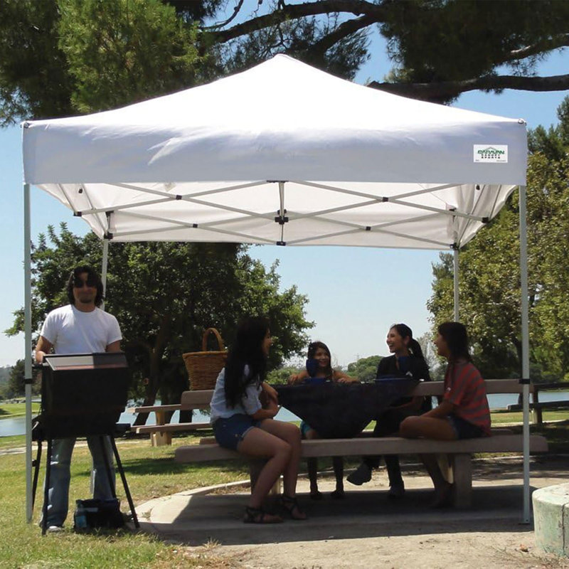 White 10 Ft. x 10 Ft. Steel Frame Pop-up Canopy Tent