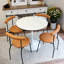 Ensemble de table de salle à manger pour 4 personnes - table Tuilp avec 4 chaises de salle à manger rembourrées (orange simple)