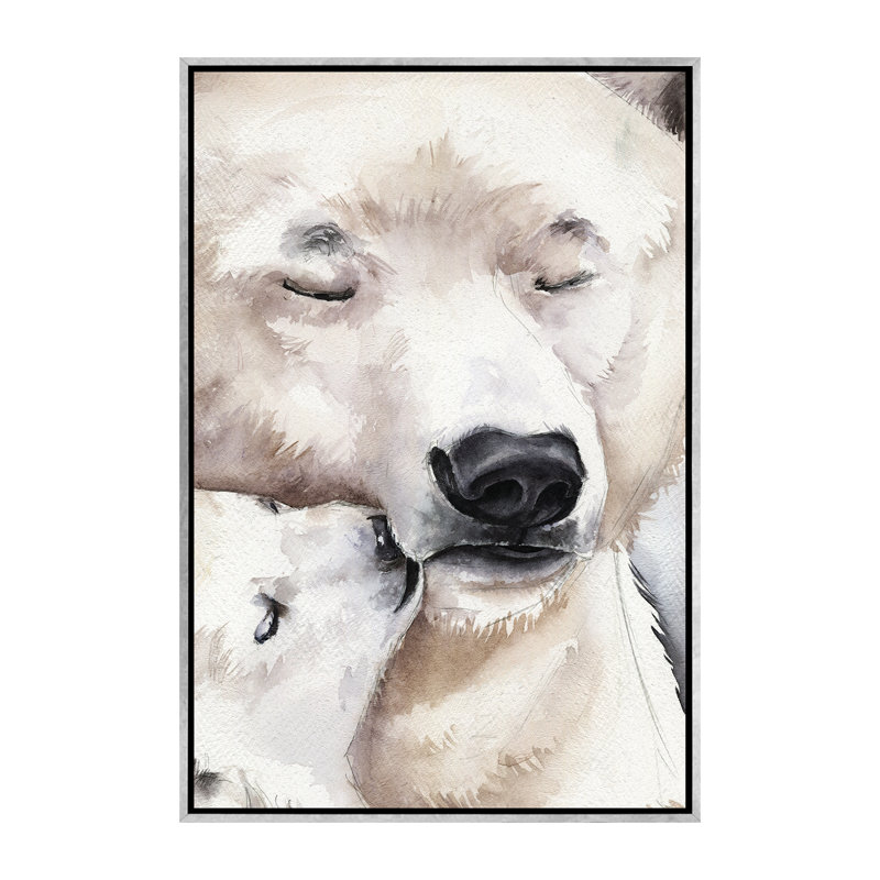 Décoration murale ours polaire pour enfants, H 60 po x l 40po x P 1,5 po, Toile avec cadre argenté