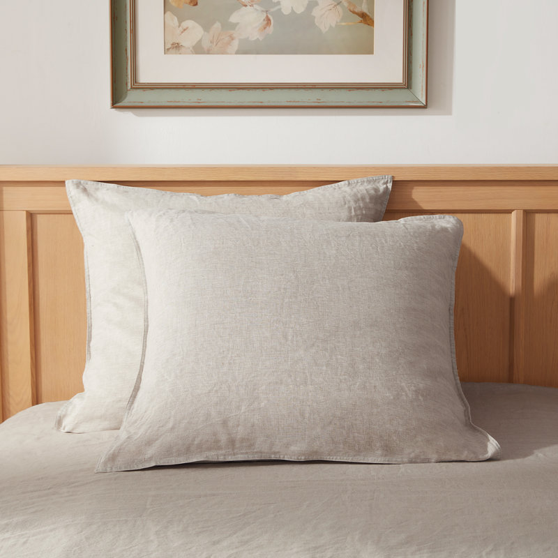 TOSMO 100% Linen Pillowcase Set of 2, Stone Washed Pillowcases Envelope Closure, Soft and Durable Pillow Cases, Natural Linen