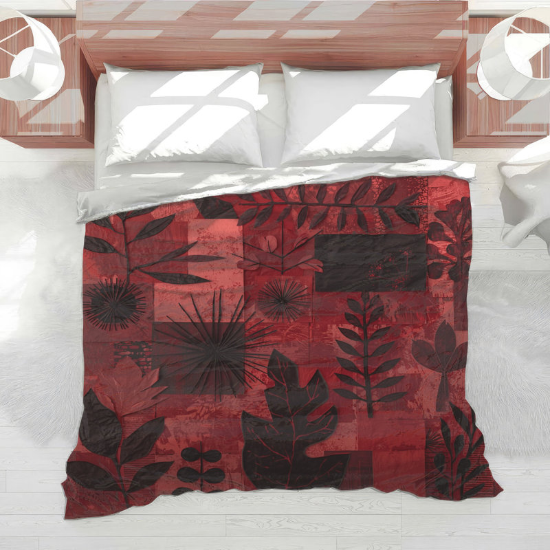 Édredon à feuilles rouges et noires, Simple extra long
