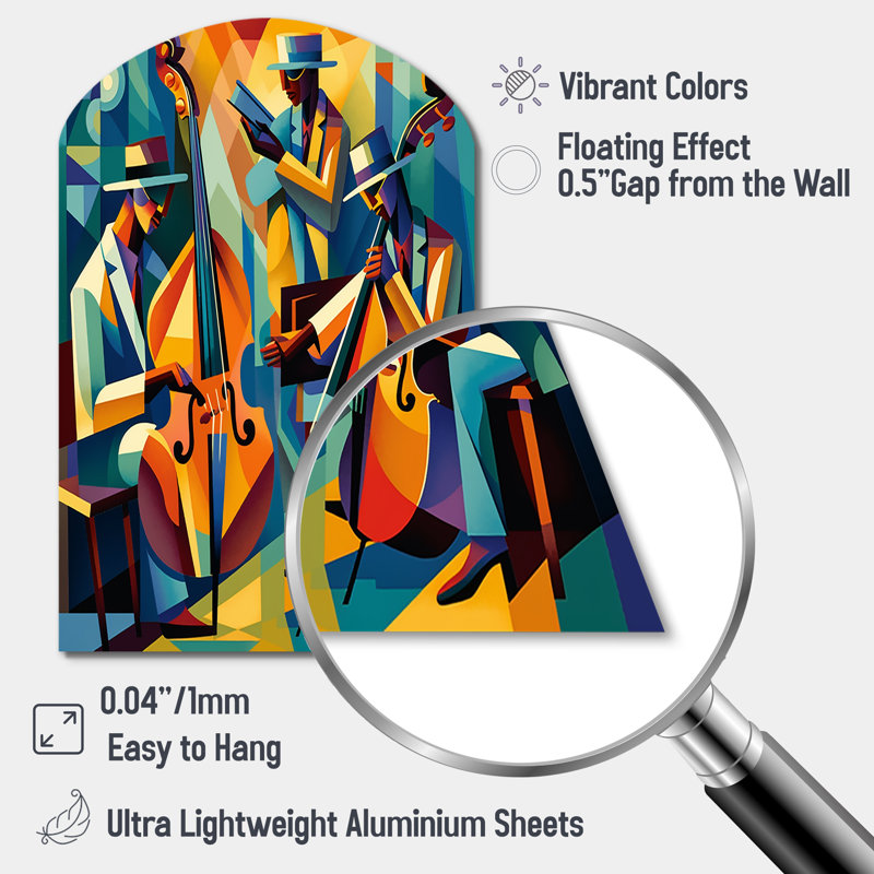 «Jazz Performance On Stage II - Asymmetric Music Jazz», art mural en métal, H 34 po x l 25 po