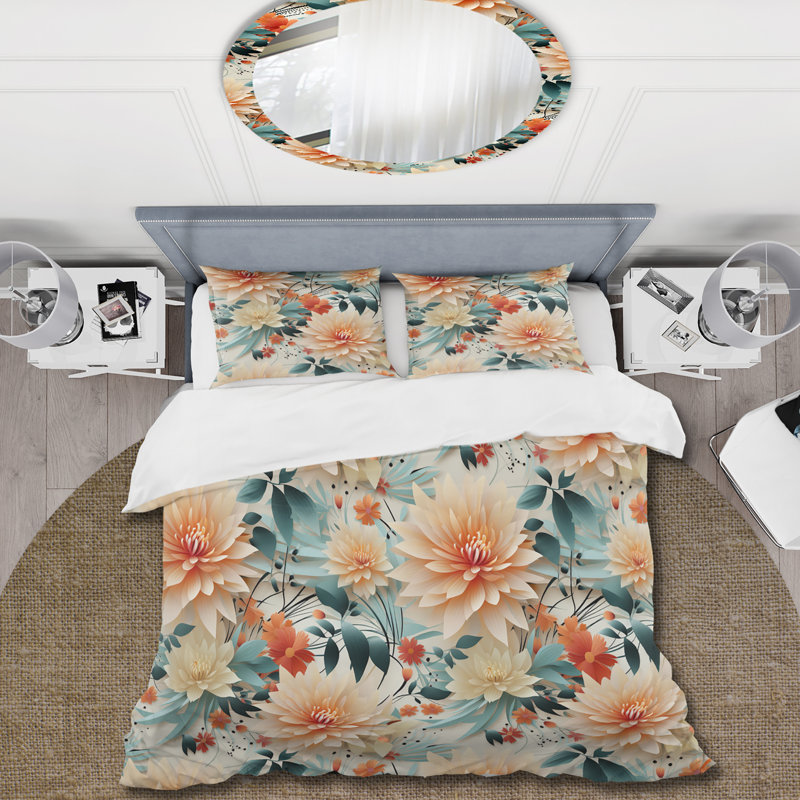 Ensemble de housse de couette éclectique à motif floral pastel III, Housse de couette pour très grand lit et 2 très