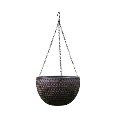 Hanging Flower Basket Imitation Honeycomb Self Water Absorption Waterproof Outdoor Resin Plant Hanger for Garden