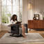 Fauteuil inclinable pivotant en osier de 28 po avec table d'appoint relevable-1044909686