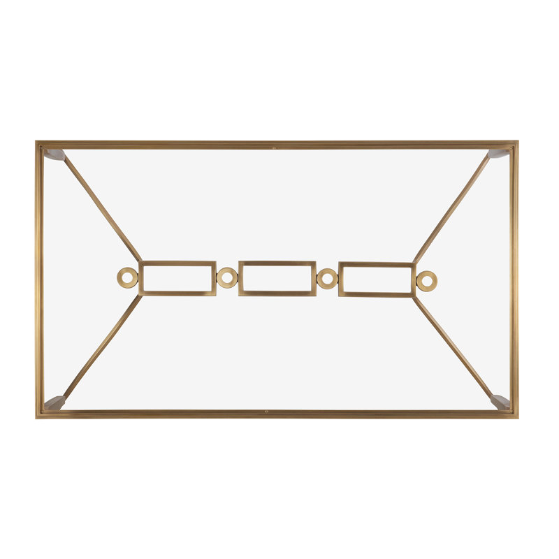 Cortona Antiqued Brass Rectangular Metal & Glass Coffee Table
