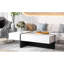 Table de salon moderne ultrabrillante avec tiroir pour l'organisation de la table basse de la pièce, 45,2 po de longueur, base blanche et stable-1276084487-1276084484
