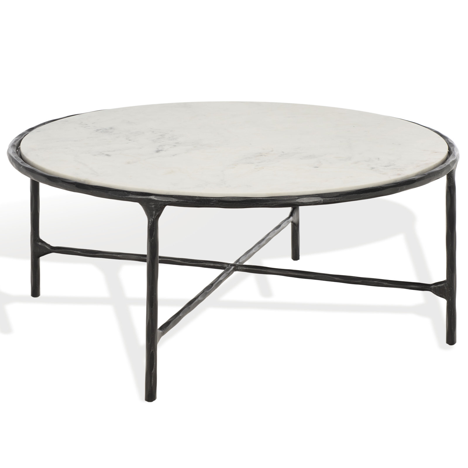 Evelynn 4 Legs Coffee Table, Marble, White Marble, Black