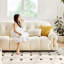 Coussin beige modulaire en similicuir-225020686
