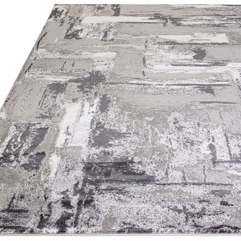 Kinston Metallic Grey Area Rug, Rectangle 80 x 150cm