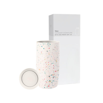 Travel Coffee Mug Tumbler With 360° Lid | Ceramic-Lined Insulated Stainless Steel Cold Brew Iced Coffee Cup Thermos | Gifts