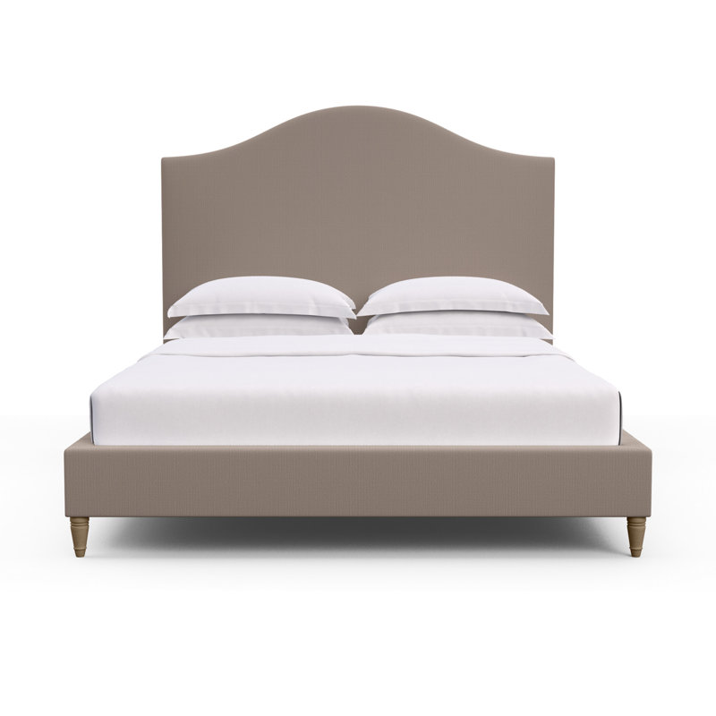 Montague Upholstered Bed, Queen, Box Weave Linen Blanc, Weathered