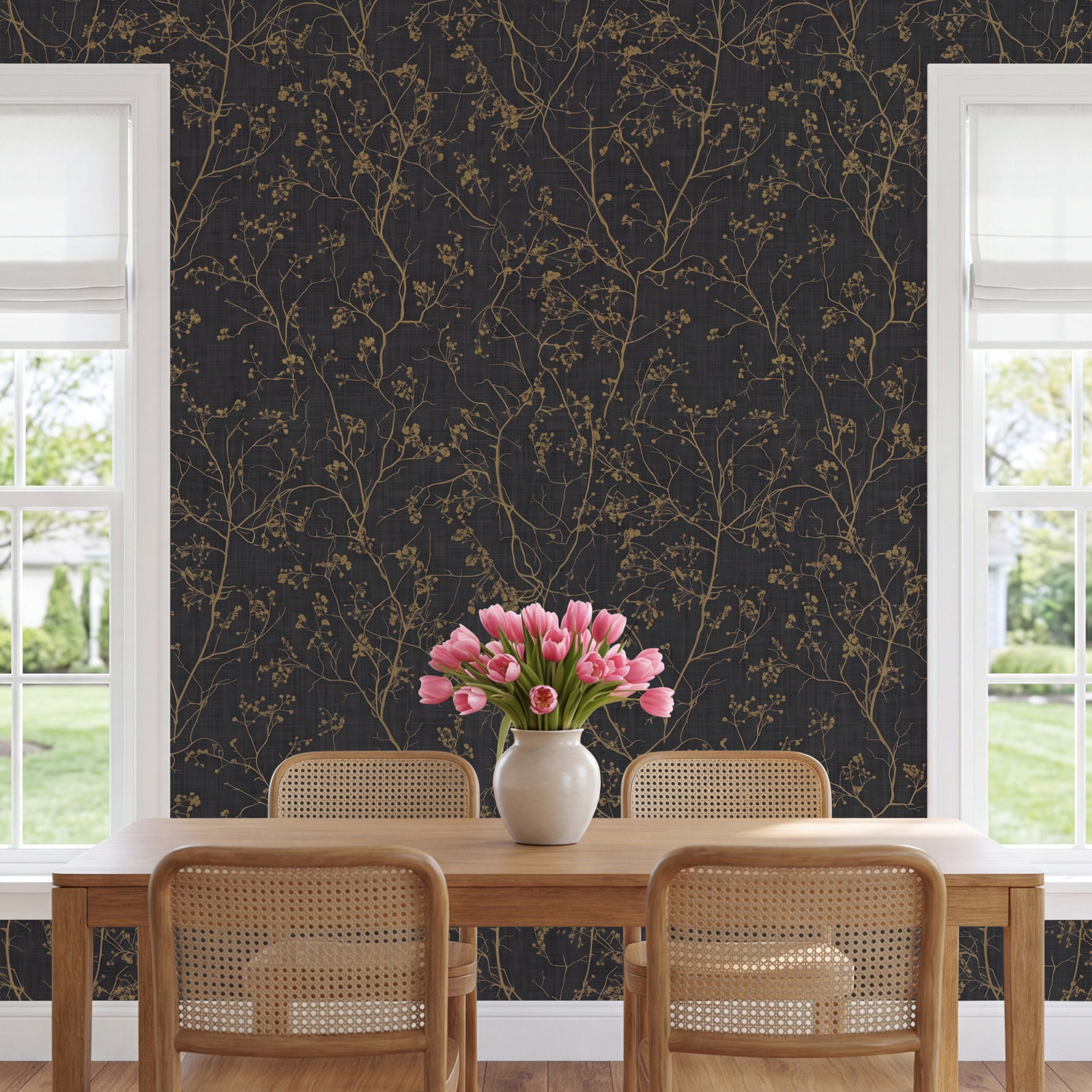 Swanson Wallpaper Double Roll, Black/Gold