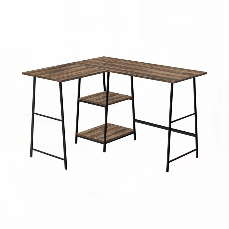 Bureau d'ordinateur en L Home Office, Brun / Noir
