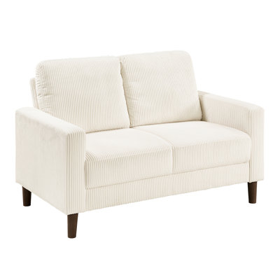 Modern Beige Corduroy Upholstered With Plywood Frame And Comfortable Seats For Apartment Living Solid Wood High - Density Foam Cozy Decor