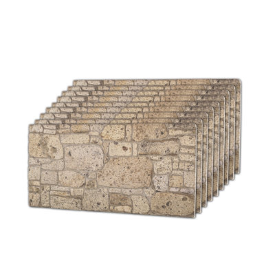 Ensemble de 9 panneaux muraux 3D en fausse pierre 3D (couvre 48 pieds carrés), revêtement mural en mousse 20 po x 40 po pour les murs décoratifs intérieurs et extérieurs