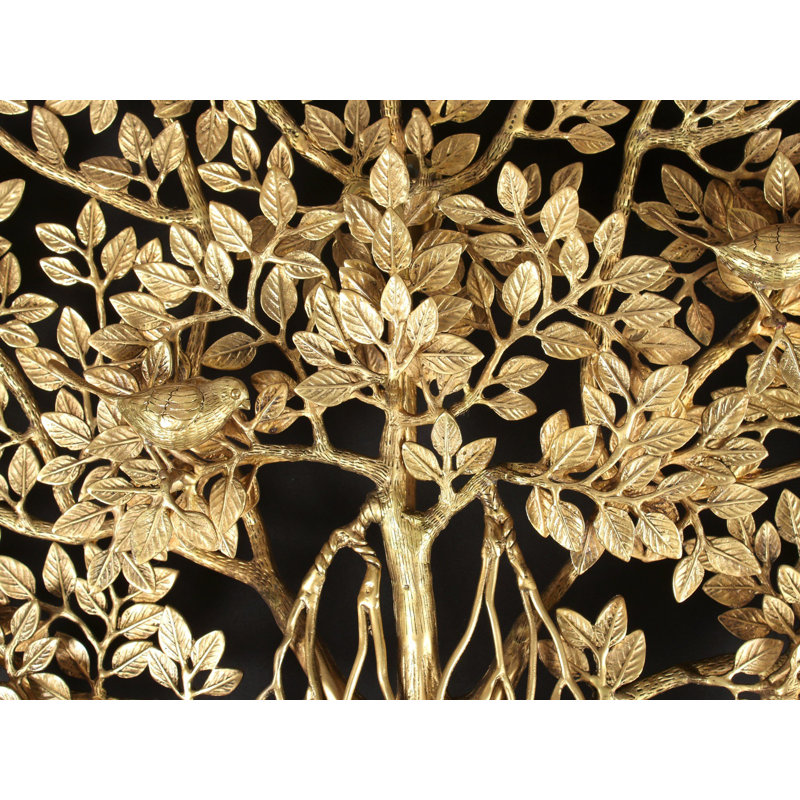 30" Big Banyan Tree Brass Wall Sculpture - Handmade Vat Vruksha Tree of Life Decor for Living Room