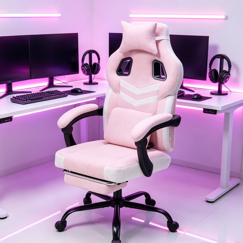 Metro Lane PC & Racing Game Chair, Pink/White