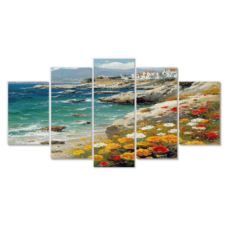 Ruvalcaba - Ensemble de 5 décorations murales sable de plage, H 32 po x l 60 po