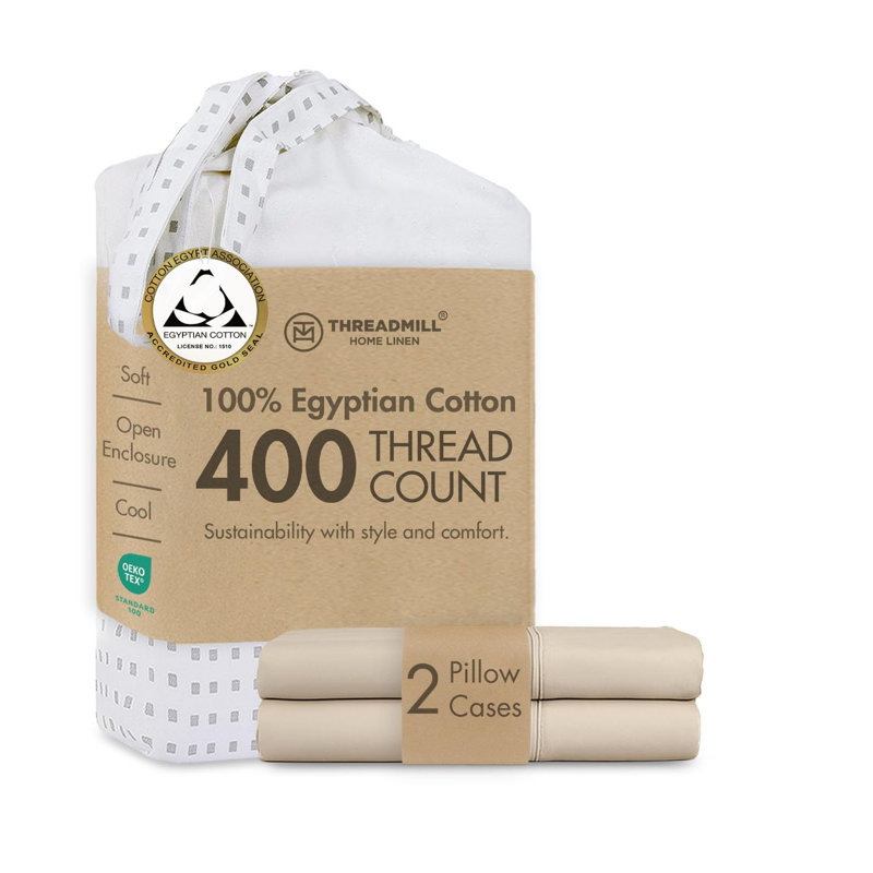 Ensemble de taies d'oreiller en coton égyptien 400 fils Threadmill | Uni et jacquard, Taies d'oreiller - très grand