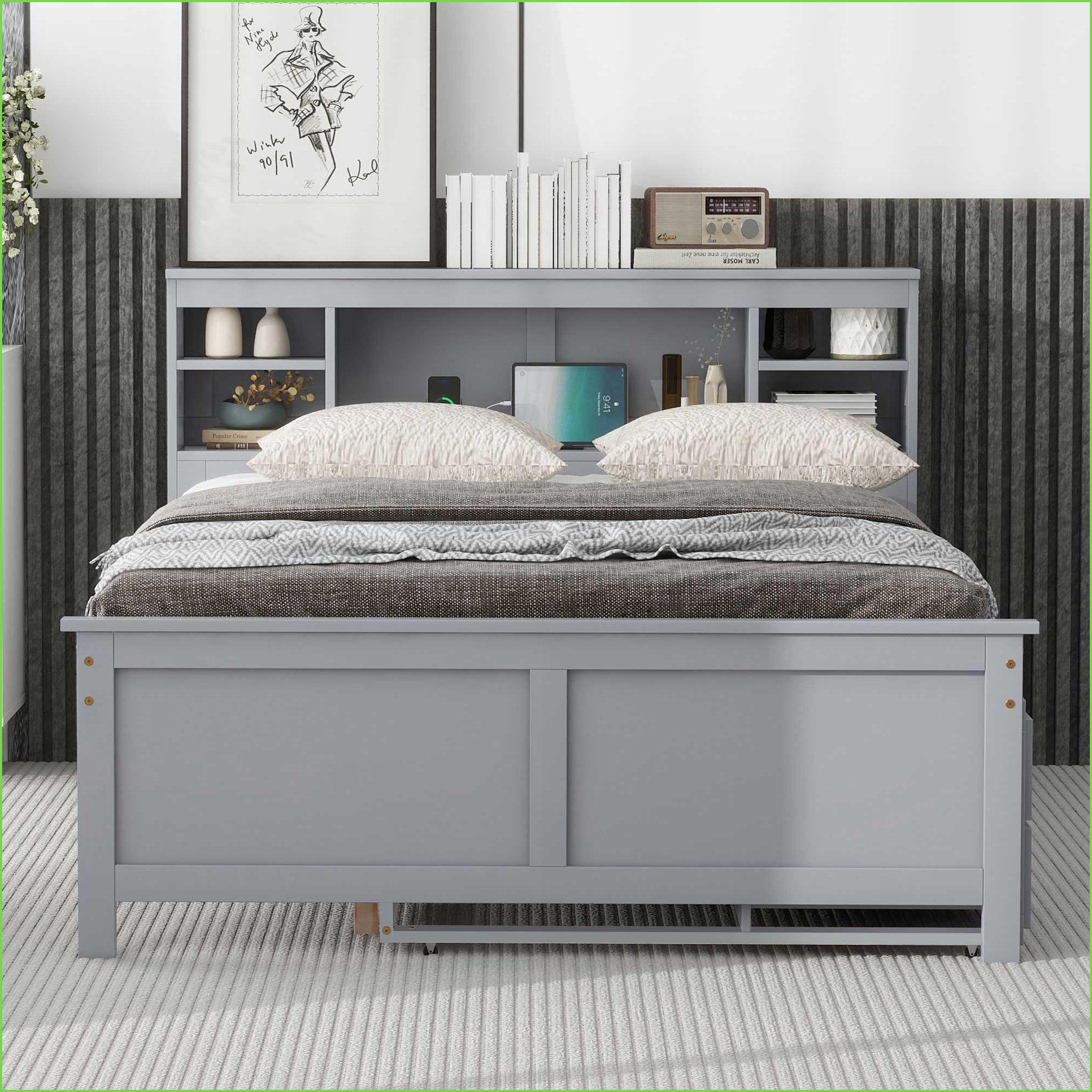 Latitude Run® Full Size Pine Wood Platform Storage Bed with Twin ...