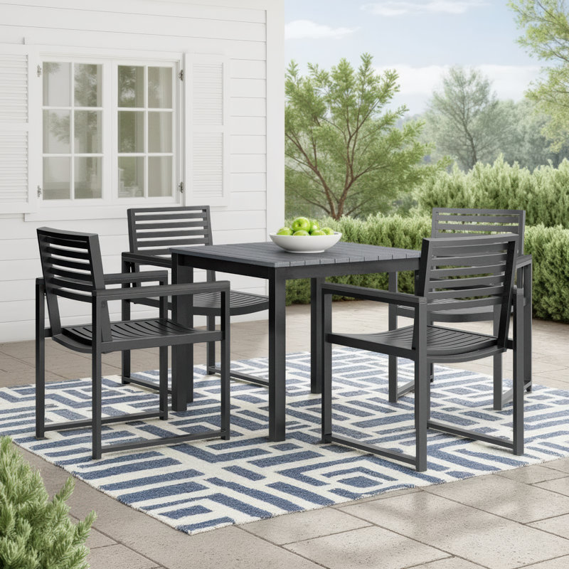 Townsend Outdoor Patio 4 Seat Square Dining Table With Dining Chairs