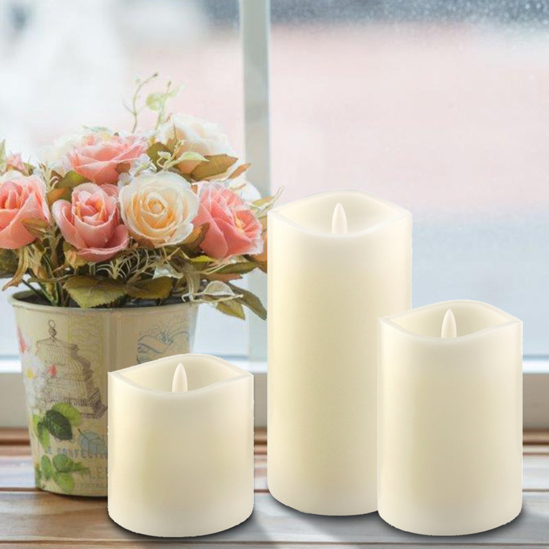 Stonebriar Unscented Flameless Pillar Candle, Cream