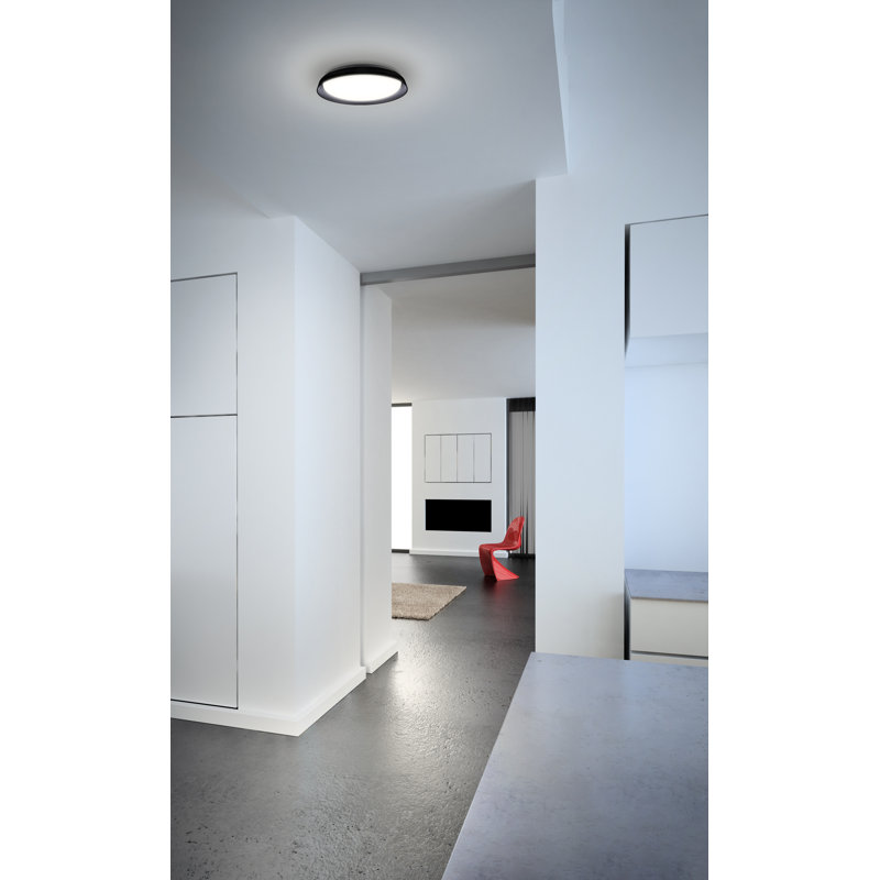 Plafonnier encastré 1 lumière DEL Hampton, Noir, H 3 po x l 16,875 po x P 16,875 po