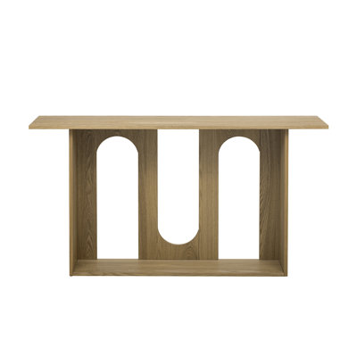U_STYLE Modern And Curved Design Ash Veneer Console Table With Shelf