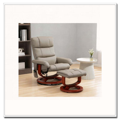 Massage Recliner Chair , Swivel Recliner And Footrest, Faux Leather Reclining Chair With Remote Control