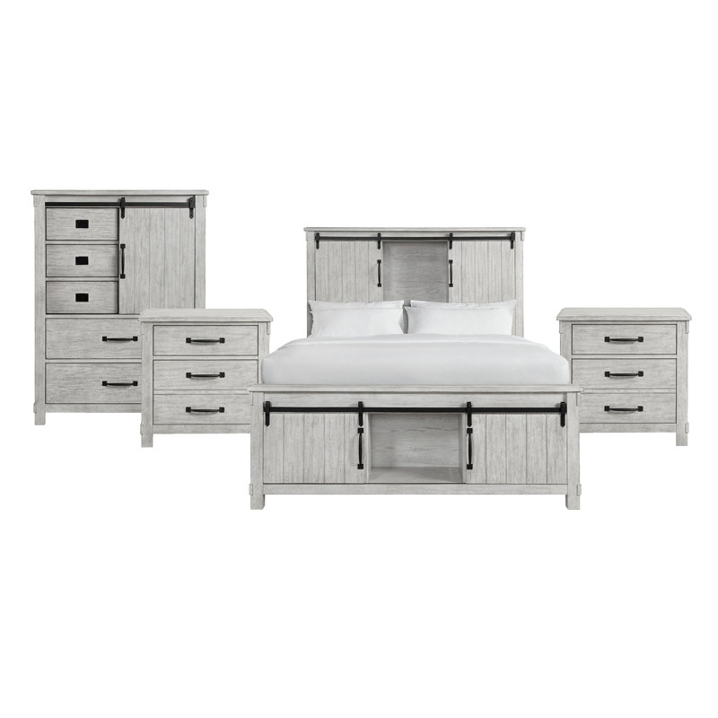 Ensemble de chambre à coucher avec lit plateforme pour grand lit 4 pièces Picket House Furnishings Jack, Queen