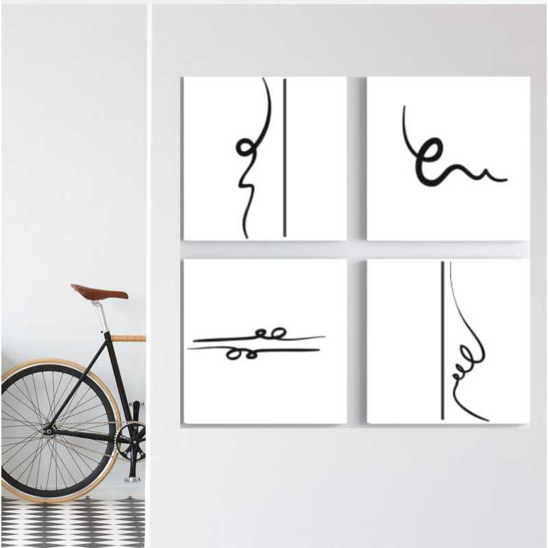 Lines - 4 Piece Print on Canvas, 40cm H x 40cm W x 8cm D