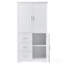 Armoire de rangement haute et large avec portes pour salle de bain / bureau, trois tiroirs, blanc-2138016036