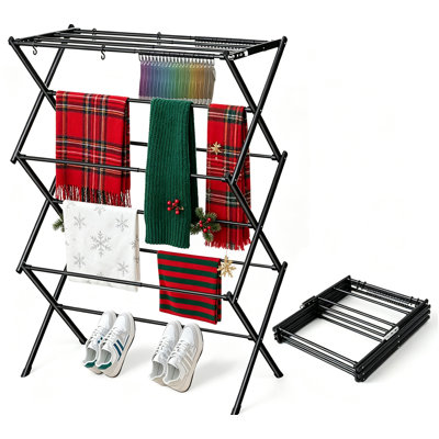Clothes Drying Rack, 3-Tier Laundry Drying Rack For Clothes, Expandable Metal Clothing Dryer, Collapsible Towel Rack, Air Drying Rack, Graphite
