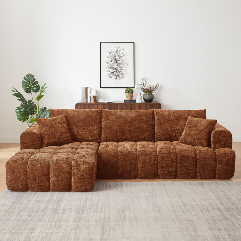 Canapé modulaire surdimensionné en L surdimensionné, Chenille orange