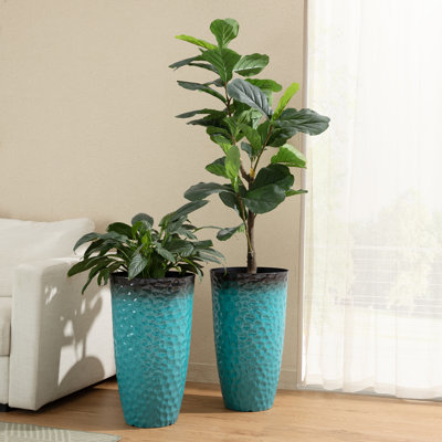 Ensemble de 2 pots à fleurs surdimensionnés en plastique PP et pierre