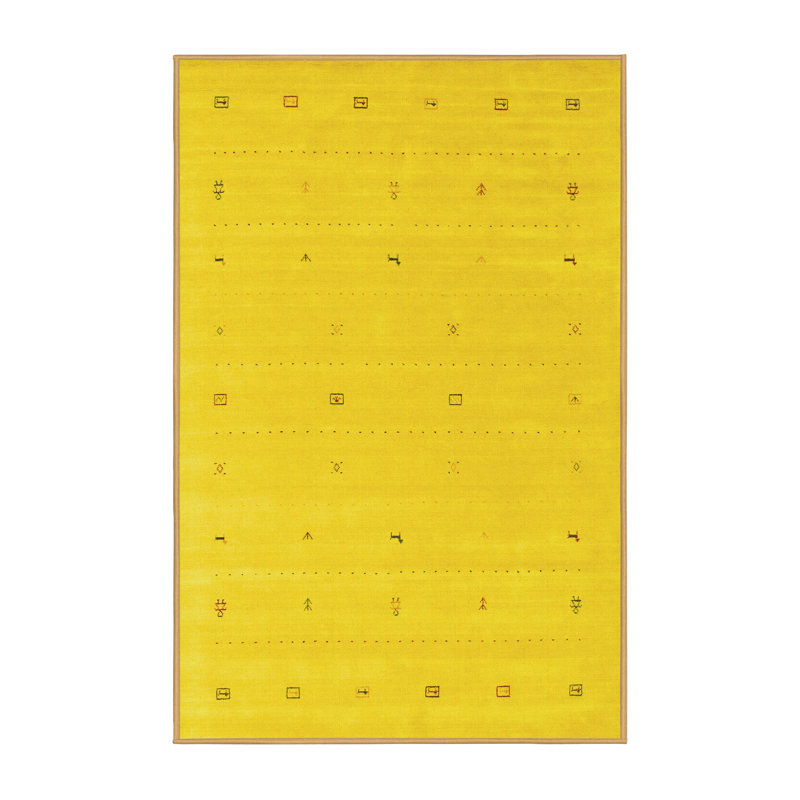 Tapis contemporains jaunes 662 lavables à la machine, Rectangle 5 pi x 7 pi
