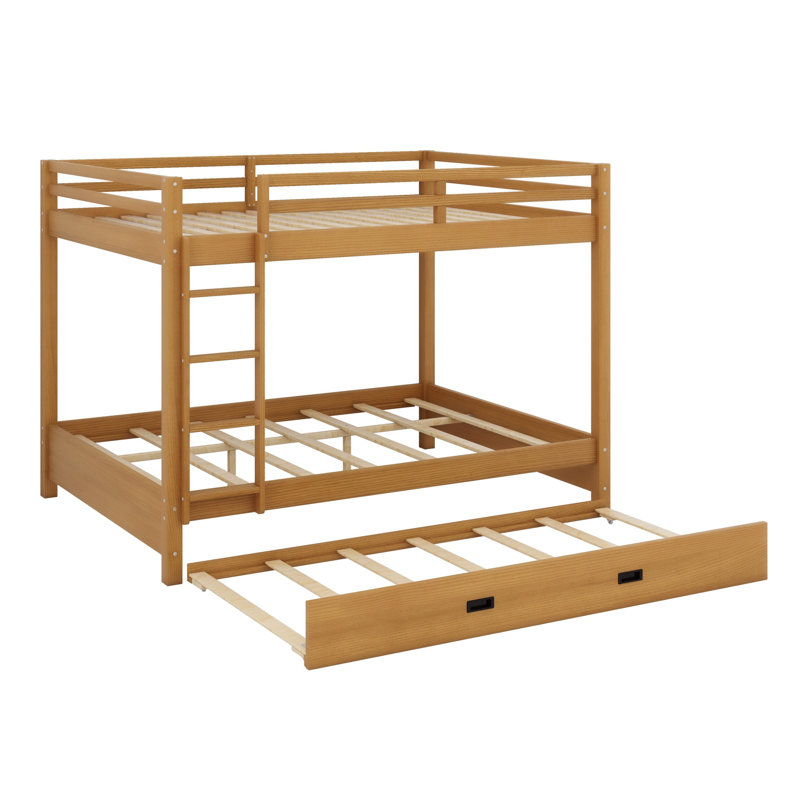 Lit superposé en bois avec échelle et lit gigogne, Bois
