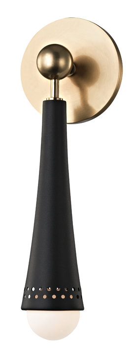 Tupelo 1 - Light Armed Sconce, Aged brass/Black