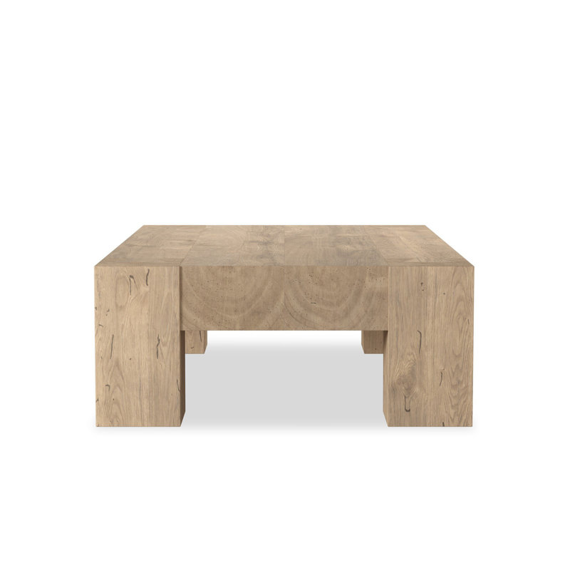 Abaso Coffee Table, 15" H x 55" W x 35" D, Whitewash Rustic Wormwood Oak