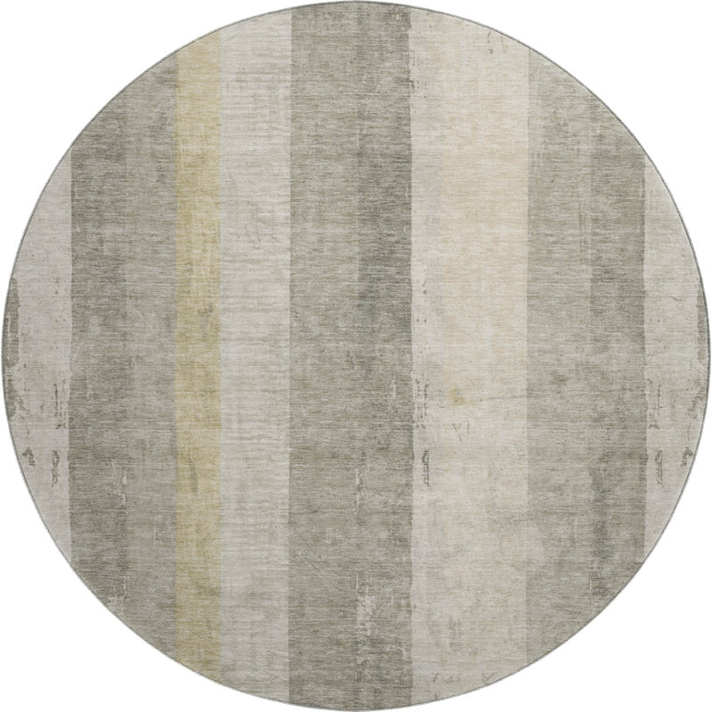 Premium Machine Washable Mehara AMF1689 Stripes Rug, Round 8'