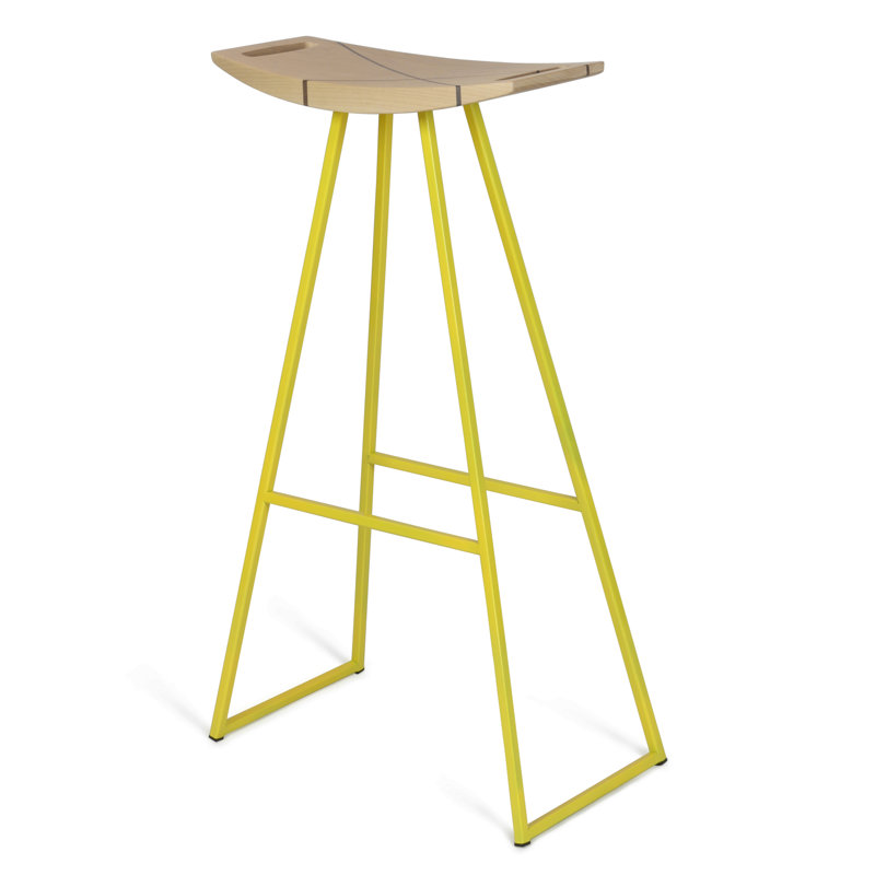 Robert Counter Stool with Metal Frame, Maple, Yellow, Bar Stool (30" Seat Height)