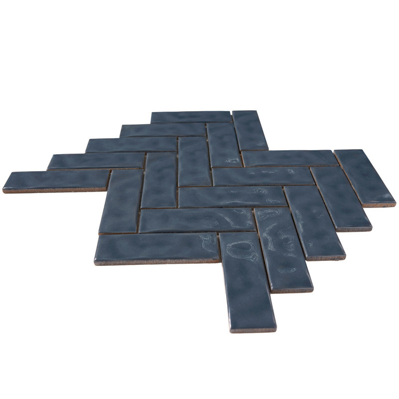 Carreau de mosaïque en porcelaine 1,35 po x 4,35 po, Bleu