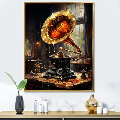Gold Phonographs Elegance I - Phonographs, art mural