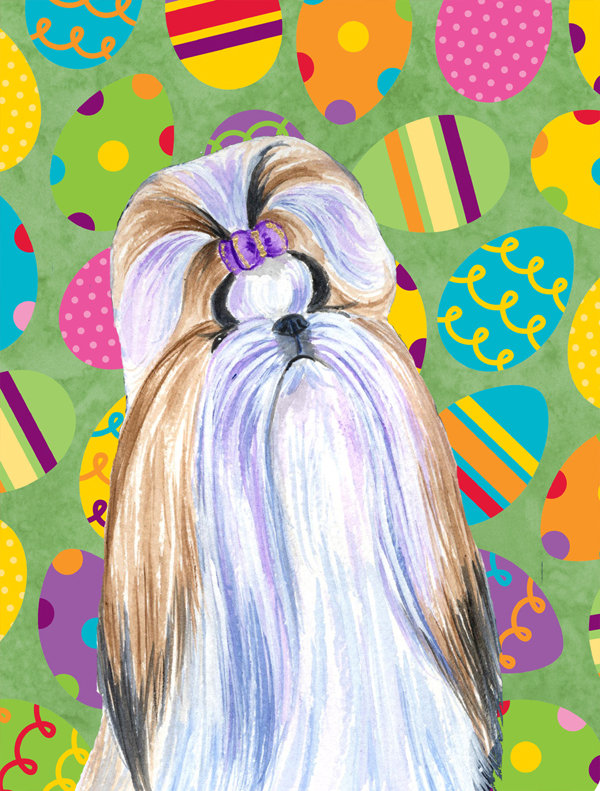 Drapeau de jardin Atara, Shih Tzu (beige et blanc)