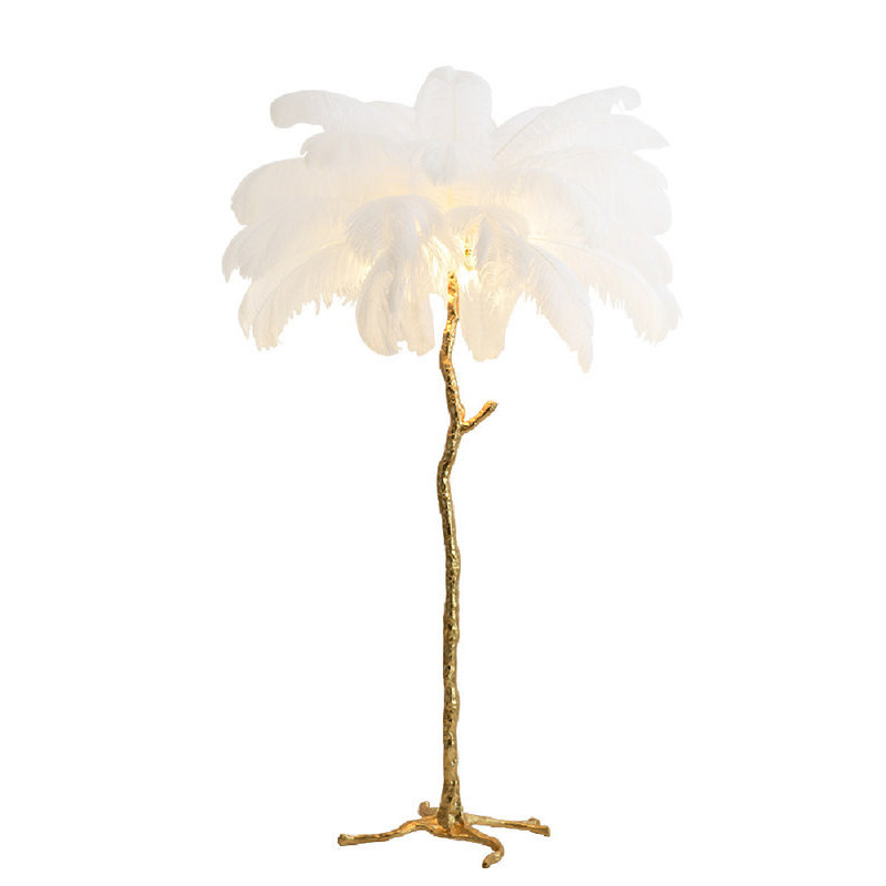 67'' Gold Novelty Floor Lamp, White