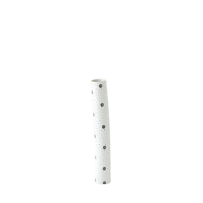Small White Porcelain Table Vase with Black Spots