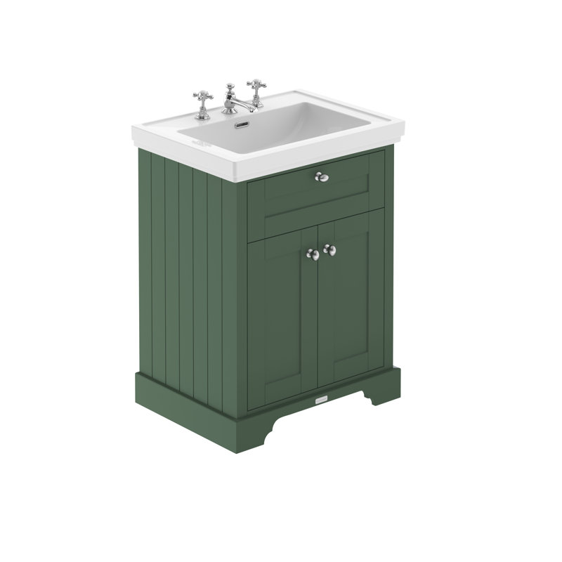 Old London 630mm Single Bathroom Vanity with Integrated Fireclay Basin, Green
