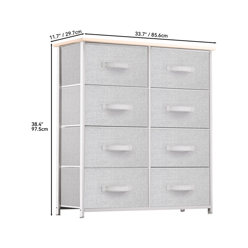 Hise 33.7'' W 8 - Drawer Dresser, Light Gray
