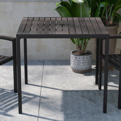 Saville Square All-Weather Faux Teak Patio Dining Table with Steel Frame - Seats 4